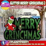 Merry Grinchmas Big yard sign! faux Glitter Lawn décor, Weather proof