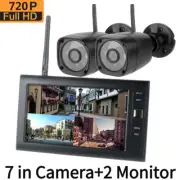7 " TFT Wireless 1pcs Monitor+ 2pcs IR Camera 4 CH Quad Security System DVR 720P