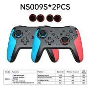 2PCS Bluetooth 2.4G Wireless Controller For Nintendo Switch Pro PC TV Box Smart Phone Tablet PS3 Tesla Shock Joystick Gamepad With Box 2PC NS009S blue