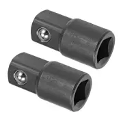 2pcs Socket Adapter - [3/8" F x 1/2" M] Conversion Tool for Ratchet Wrench, CR-V