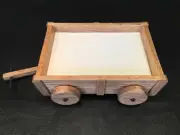 Appetizer Wagon Tray Vintage Western Motif Solid Oak with Rolling Wheels NEW