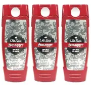 3 Old Spice Red SWAGGER 8 Hour Scent Technology Body Wash Shower Gel Men, 16 Oz.
