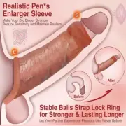 Silicone Realistic-Penis-Extender-Sleeve-Extension-Male-Girth-Enhancer-Enlarger