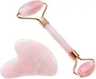 Jade Roller & Gua Sha, Face Roller, Facial Beauty Roller Skin Care Tools, Rose Q