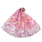 NINA RICCI 繽紛花朵純綿抗UV長型薄圍巾-粉紅色