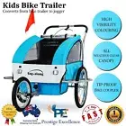 Tag-Along Bike Trailer and Jogger Baby Kids Toddler Multi Use Pram Stroller Blue