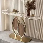 LYXWGRZD Console Table, Thin Foyer Table with Rock Board Tabletop, Sofa Table with Storage, Couch Table with Metal Frame Entryway Table for Hallway, Bedroom, Living Room, Foyer(Gold,120cm/47.2in)
