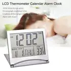 LCD Digital Clock Digital Silver Clock W/ Calendar Temperature Practiacl