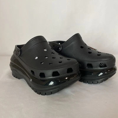 Crocs Men 5 and Women's 7 Classic Mega Crush Clog Moon Jelly White Black 207988