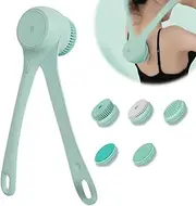 Electric Body Brush Back Scrubber for Shower,Dual Handle Bath Brush with 5 Brush Rotate Exfoliating Bath Heads,Auto Massage