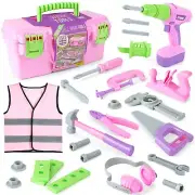 Kids Tool Set, Pink Toy Tool Set for Girls with Electric Drill, Hammer, Plane...