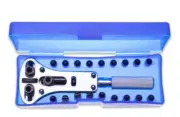 Hand watch back cover opener tool set with 18 screws and a plastic storage box
