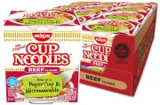 (12 Pack) NISSIN Beef Flavor Cup Noodles Soup, Microwaveable, No MSG Added, 64g