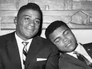 Cassius Clay With Head On Floyd Patterson's Shoulder 1965 OLD BOXING PHOTO