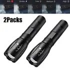 2 Packs Super-Bright LED Tactical Military LED Flashlight Torch 5 Modes Zoomable