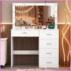 Dressing Table with LED Lighted Mirror Dimmable Vanity Desk Makeup Dresser