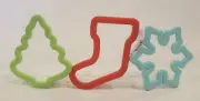Lot 3 WILTON Christmas Cookie Cutters Comfort Grip TREE, STOCKING & SNOWFLAKE