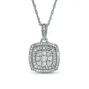 0.38 CT. T.W. Composite Natural Diamond Double Cushion Frame Pendant in 10K White Gold