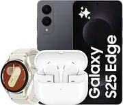 Samsung Galaxy S25 Edge 256GB Titanium JetBlack + Watch7 40mm Bluetooth Cream + Buds 3 Pro White