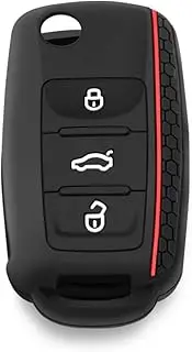AndyGo Silicone Protective Key Cover for Volkswagen VW Golf Polo Bora Tiguan Passat Skoda Yeti Superb Rapid Octavia SEAT Leon Ibiza 3 Button (Red)