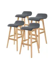 [La Bella] Wooden Bar Stool Set 74cm x4 in Grey