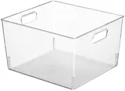 [mDesign] Plastic Storage Organizer, Holder Bin Box with Handles - for Cube Furniture Shelving Organization for Closet, Kid's Bedroom, Bathroom, Home Office - 8 Pack, 12" x 10" x 8" - Clear