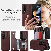 Phone Case For Samsung Galaxy Z Fold 6 Z Fold 5 Z Fold 4 Z Fold 3 Leather With Card Holder Kickstand Solid Color PC PU Leather