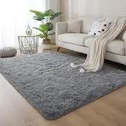 Plush Carpets Fluffy Ultra Soft Indoor Modern Area Rugs Living Room Play Mats for Children Bedroom Home Decor Nursery Rug,Gray,120x160cm