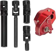 POENVFPO 1/24 RC Car Gear Box Kit, Aluminum Alloy Assembly + Drive Shaft Set Compatible for Axial SCX24 RC Car (Red)