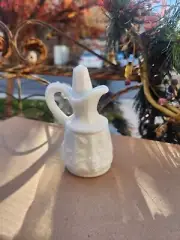 Vintage WESTMORELAND GLASS CO. PANELED GRAPE MILK GLASS OIL VINEGAR CRUET