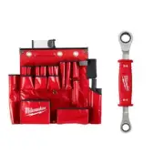 Milwaukee Tool Apron 25-Pocket W/ Lineman'S 2-In-1 Ratcheting Box Wrench (Large)