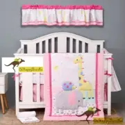 New Baby Girls 6 Pieces Pink Jungle Animals Nursery Bedding Crib Cot Sets