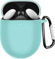 Compatible for Google Pixel Buds Pro 2022 Case Cover, [Front LED Visible] [Keychain] Silicone Protective Cover Case for Google Pixel Pro Case (Mint Green)