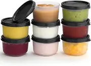 SIGNORA WARE Reusable Plastic Food Storage Containers 8 Pack 4 Oz. Stackable Airtight Leak Proof Food Containers For Snacks, Nuts, Baby Food, Picnics, Food Prep,Salad Dressing-Bpa Free Black