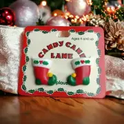 Vintage Applause Christmas Stockings Earrings Candy Cane Lane New NOS 1993