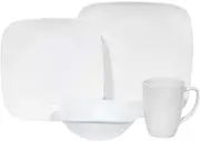 [CORELLE] Square 16-Piece Dinnerware Set, Pure White, Service for 4