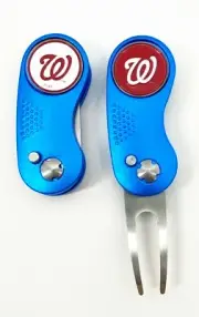 GOLF SWITCHBLADE Washington Nationals DIVOT REPAIR TOOL + Ballmarker Blue
