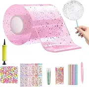 XMANX Nano Bubble Tape Kit, Double Sided Tape Elastic Nano Tape Bubble DIY Craft Kit Multi-Purpose Elastic Tape for Party Favors and Novelty Tape(Glitter Pink)
