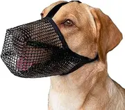 Dog Mask, Soft Mesh Mask, Round Mesh Dog Mask, Comfortable and Breathable, Prevents Eating, Biting and Chewing, Adjustable Poison Bait Protective Mask Suitable for Small and Medium-Sized Dogs, Black