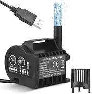5V Water Pump with 4 Gear On/Off Timing, Acceleration and Deceleration Function, Max 600L/H Flow 7.2ft Lift, 6.5ft USB Charging Cable and Suction Cup Base for Tank, Pond, Aquarium, Pet Drinking
