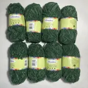 Lot of 8 Skeins Herrschner's Chenille Yarn Forest Green #0020 Acrylic