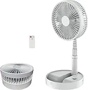 QUALORI Foldable Fan Pedestal for Bedroom, Super Quiet, Portable Fan Rechargeable, Remote Control, for Office, Camping, Adjustable height, Floor and Table Suitable,8", White
