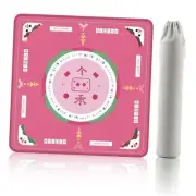 Mahjong Mat Neoprene Anti-Slip Noise Reduction with Rules, 32.4x32.4 Inch Pink