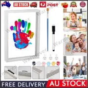Family Handprint Kit Art Print Wooden Frame DIY Craft Keepsake w/ 6 Colors Paint