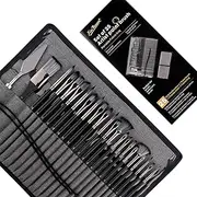 Xin Bowen 25pcs Paint Brush Set Acrylic Paint Brushes Professional Artist Nylon Brushes with Cloth Roll and Palette Knife for Acrylic, Oil, Watercolor and Face Painting