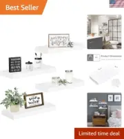 White Floating Shelves Bathroom Shelf Bedroom Kitchen Modern Small Book Shelf...