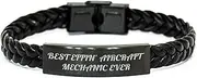 [Generic] Aircraft Mechanic Gifts from Friends - Best Effin' Aircraft Mechanic Ever Braided Leather Bracelet Birthday Unique Gifts for Men, Small, Leather, no gemstone