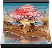 2025 Desk Calendar Memo Pad, 3D Paper Art Calendar, 3D Memo Pad Paper Carving Notes Decorative, 3D Calendar Notepad, 3D Memo Pad, 3D Sticky Note Calendar for Home Office Desktop(Peacock) (Chroma)