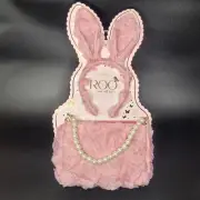 Girls Blush Pink Rose Easter Bunny Ears Headband & Handbag Pearl Strap Set NWT