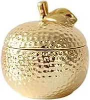 GDPKIALSLZ, Gold Sugar Pot Home Decor Fruit Shaped Salt Bowl Seasoning Box Spice Jars, Ceramic Spice Box with Spoon-pear-0.3 Can